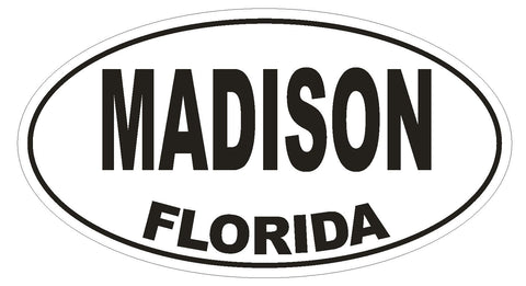 Madison Florida Oval Bumper Sticker or Helmet Sticker D1556 Euro Oval - Winter Park Products