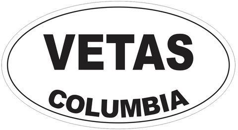 Vetas Columbia Oval Bumper Sticker or Helmet Sticker D4692