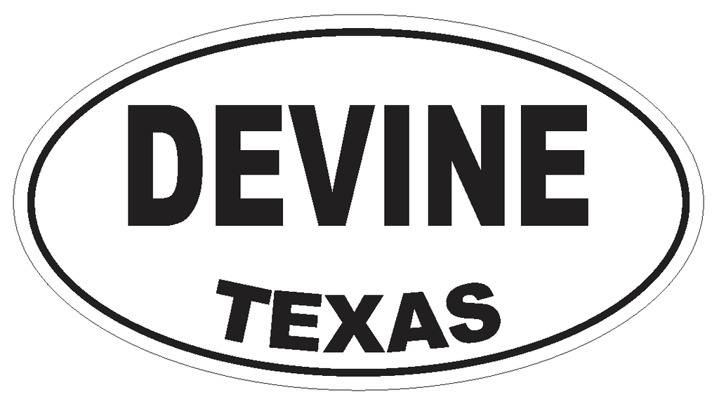 Devine Texas Oval Bumper Sticker or Helmet Sticker D3341 Euro Oval - Winter Park Products