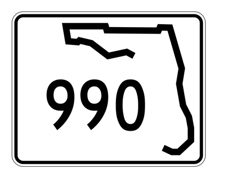 Florida State Road 990 Sticker Decal R1768 Highway Sign - Winter Park Products