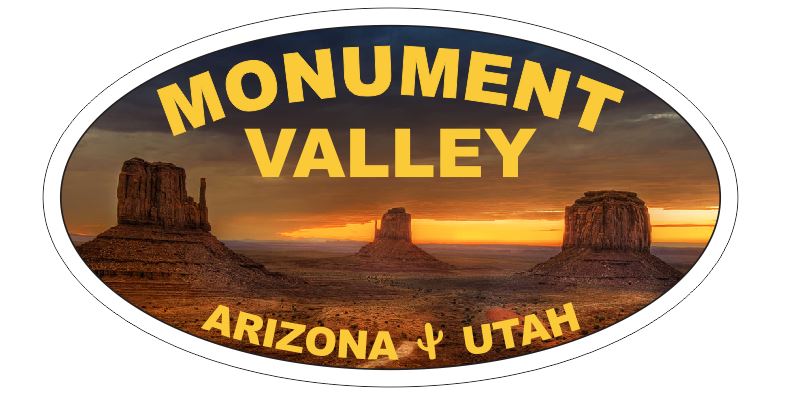 Monument Valley Oval Bumper Sticker or Helmet Sticker D3725 Arizona Utah