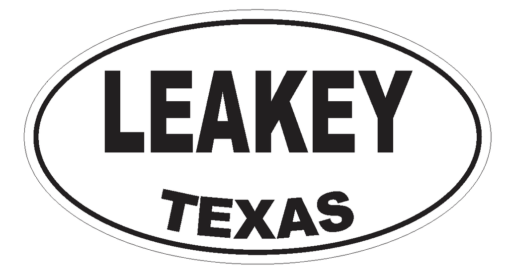 Leakey Texas Oval Bumper Sticker or Helmet Sticker D3575 Euro Oval - Winter Park Products