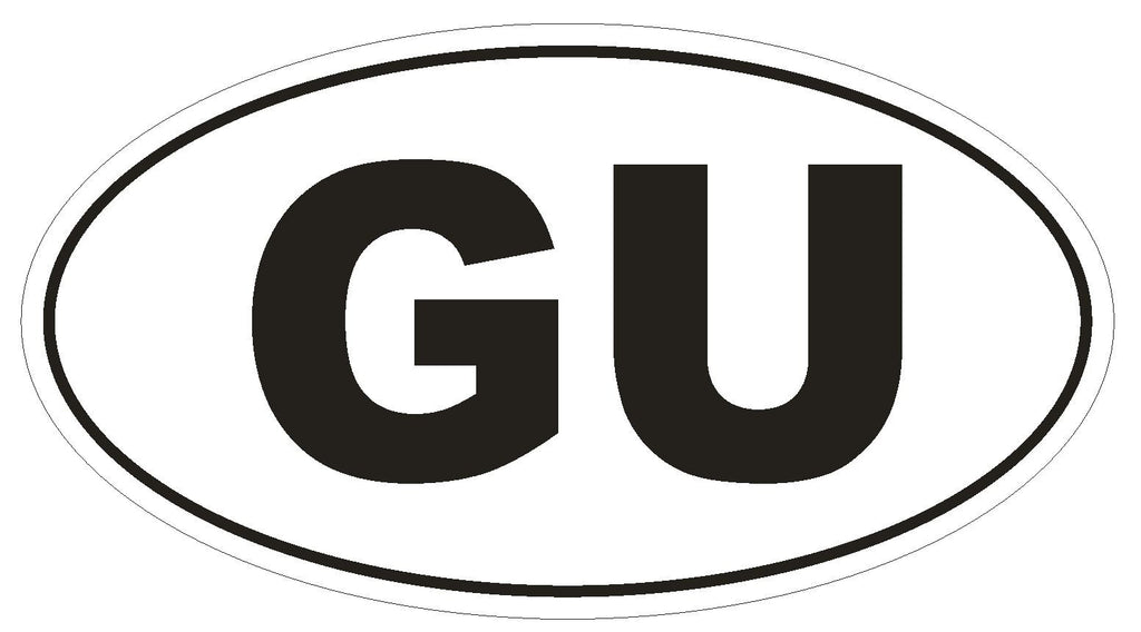 GU Guam Oval Bumper Sticker or Helmet Sticker D2064 Euro Oval Country Code - Winter Park Products