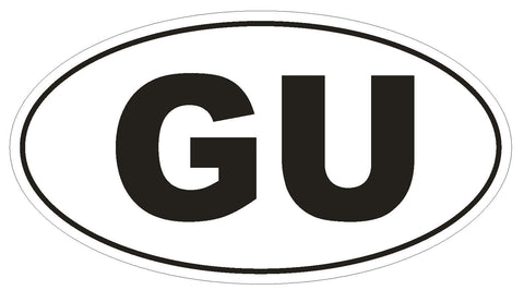 GU Guam Oval Bumper Sticker or Helmet Sticker D2064 Euro Oval Country Code - Winter Park Products