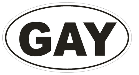 GAY Oval Bumper Sticker or Helmet Sticker D650 Euro Oval - Winter Park Products