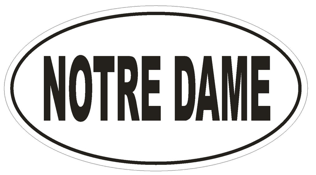 NOTRE DAME Oval Bumper Sticker or Helmet Sticker D1831 Euro Oval University - Winter Park Products
