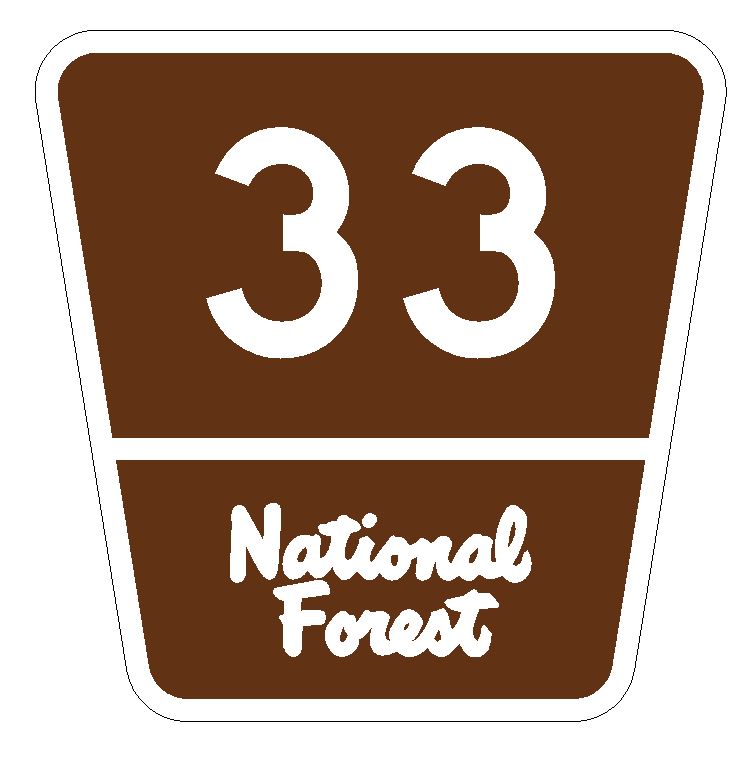National Forest Route 33 Sticker R1044 Highway Sign