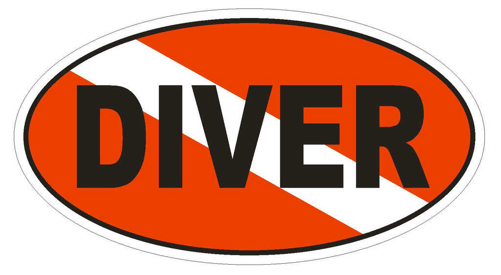 DIVER Oval Bumper Sticker or Helmet Sticker D1835 Euro Oval - Winter Park Products