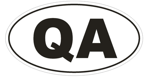 QA Qatar Oval Bumper Sticker or Helmet Sticker D2014 Country Code - Winter Park Products