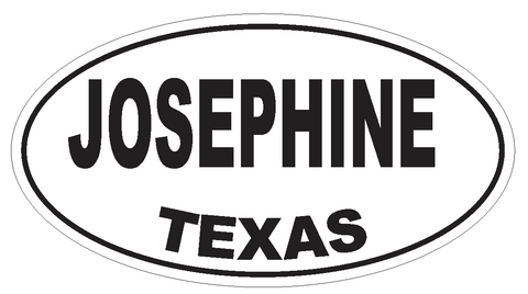 Josephine Texas Oval Bumper Sticker or Helmet Sticker D3534 Euro Oval - Winter Park Products