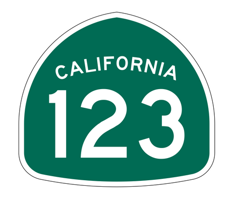 California State Route 123 Sticker Decal R1187 Highway Sign - Winter Park Products