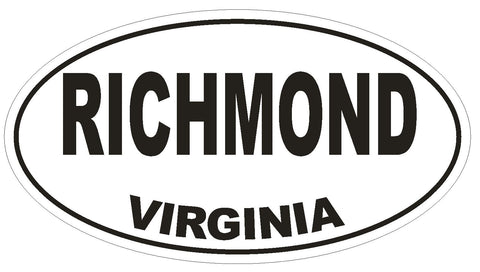 Richmond Virginia Oval Bumper Sticker or Helmet Sticker D1691 Euro Oval - Winter Park Products
