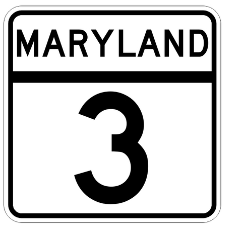 Maryland State Highway 3 Sticker Decal R2664 Highway Sign