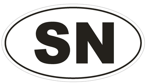 SN Senegal Oval Bumper Sticker or Helmet Sticker D2024 Country Code - Winter Park Products