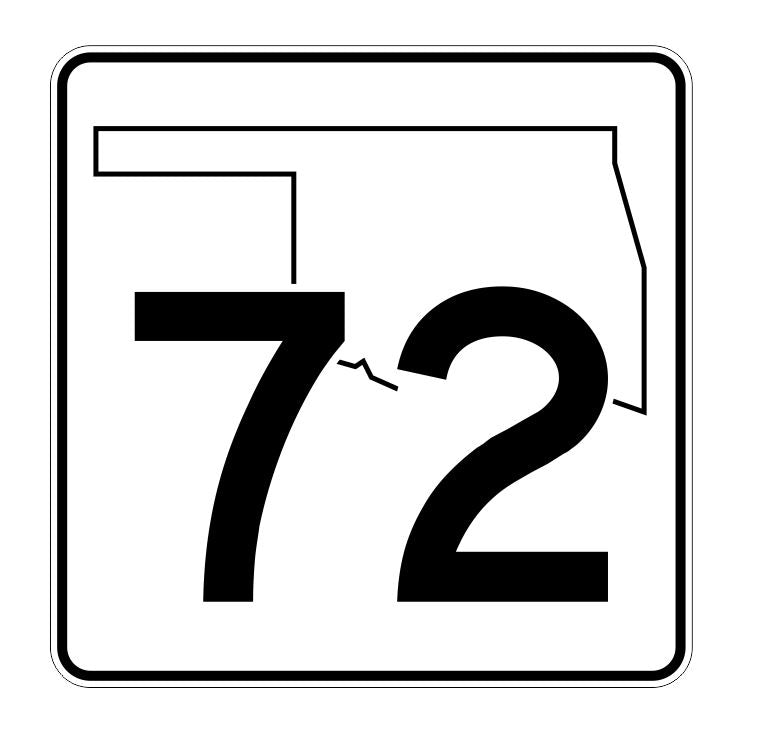 Oklahoma State Highway 72 Sticker Decal R5641 Highway Route Sign