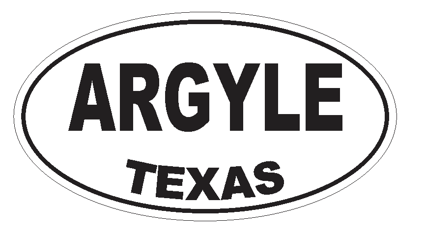 Argyle Texas Oval Bumper Sticker or Helmet Sticker D3120 Euro Oval - Winter Park Products