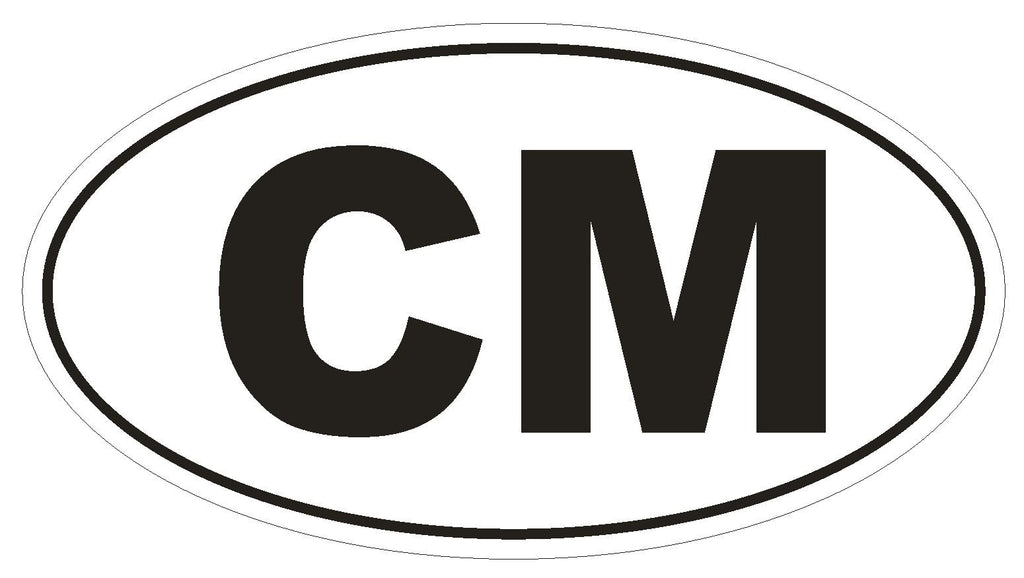 CM Cameroon Oval Bumper Sticker or Helmet Sticker D2108 Euro Oval Country Code - Winter Park Products