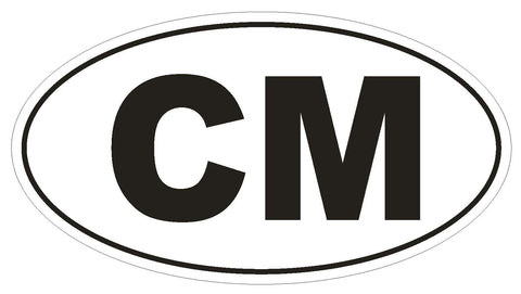 CM Cameroon Oval Bumper Sticker or Helmet Sticker D2108 Euro Oval Country Code - Winter Park Products