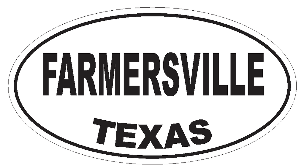 Farmersville Texas Oval Bumper Sticker or Helmet Sticker D3392 Euro Oval - Winter Park Products
