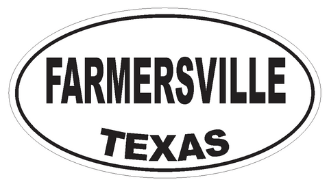 Farmersville Texas Oval Bumper Sticker or Helmet Sticker D3392 Euro Oval - Winter Park Products
