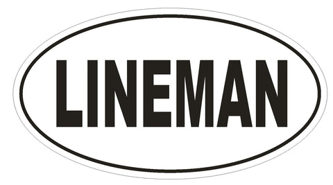 LINEMAN Oval Bumper Sticker or Helmet Sticker D1741 Euro Oval - Winter Park Products