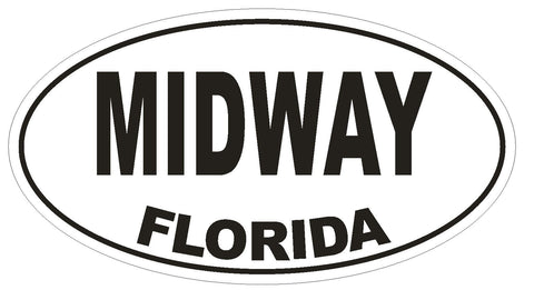 Midway Florida Oval Bumper Sticker or Helmet Sticker D1569 Euro Oval - Winter Park Products
