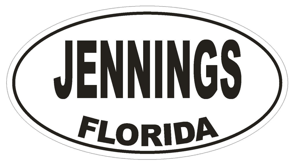 Jennings Florida Oval Bumper Sticker or Helmet Sticker D1543 Euro Oval - Winter Park Products