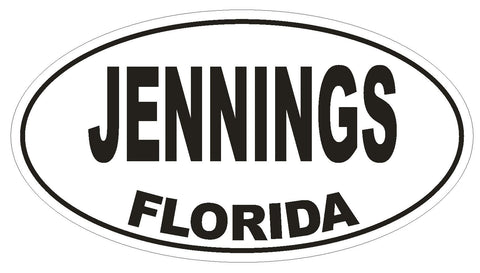 Jennings Florida Oval Bumper Sticker or Helmet Sticker D1543 Euro Oval - Winter Park Products