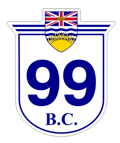 British Columbia Highway 99 Sticker Decal R972 Highway Sign - Winter Park Products