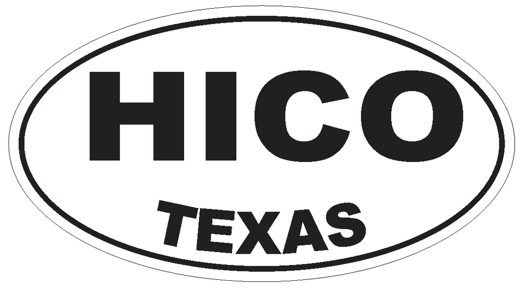 Hico Texas Oval Bumper Sticker or Helmet Sticker D3492 Euro Oval - Winter Park Products