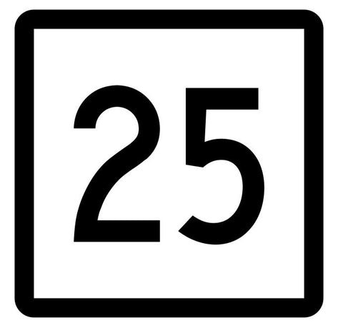 Connecticut State Highway 25 Sticker Decal R5070 Highway Route Sign