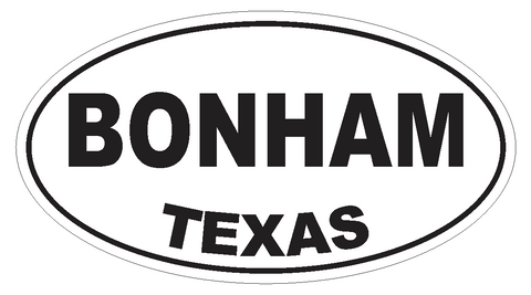 Bonham Texas Oval Bumper Sticker or Helmet Sticker D3213 Euro Oval - Winter Park Products