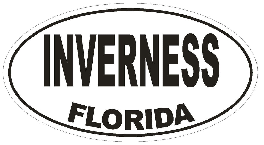 Inverness Florida Oval Bumper Sticker or Helmet Sticker D1538 Euro Oval - Winter Park Products