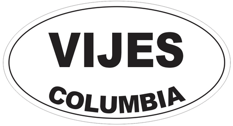 Vijes Columbia Oval Bumper Sticker or Helmet Sticker D4745