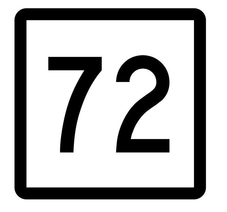 Connecticut State Highway 72 Sticker Decal R5102 Highway Route Sign