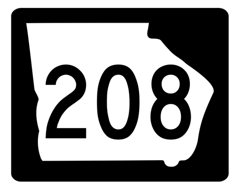 Georgia State Route 208 Sticker R3874 Highway Sign