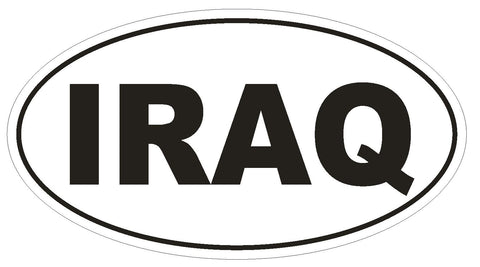 IRAQ Oval Bumper Sticker or Helmet Sticker D2130 Country Euro oval - Winter Park Products