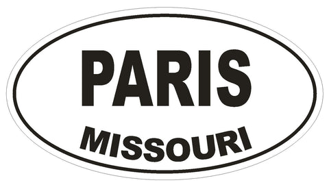 Paris Missouri Oval Bumper Sticker or Helmet Sticker D1424 Euro Oval - Winter Park Products