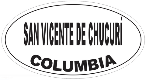 San Vicente de Chucuri Columbia Oval Bumper Sticker or Helmet Sticker D6009