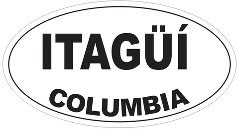 Itagui Columbia Oval Bumper Sticker or Helmet Sticker D4216