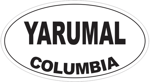 Yarumal Columbia Oval Bumper Sticker or Helmet Sticker D4253