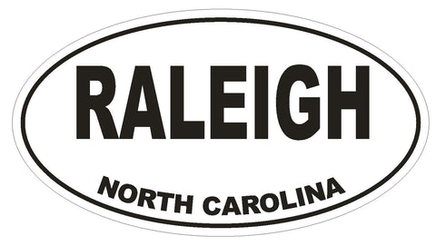 Raleigh North Carolina Oval Bumper Sticker or Helmet Sticker D1680 Euro Oval - Winter Park Products