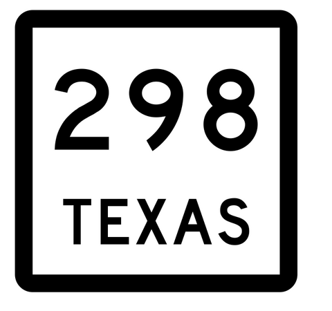 Texas State Highway 298 Sticker Decal R2593 Highway Sign