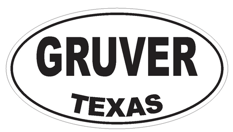 Gruver Texas Oval Bumper Sticker or Helmet Sticker D3437 Euro Oval - Winter Park Products