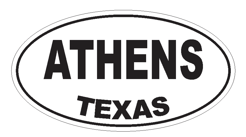 Athens Texas Oval Bumper Sticker or Helmet Sticker D3122 Euro Oval - Winter Park Products