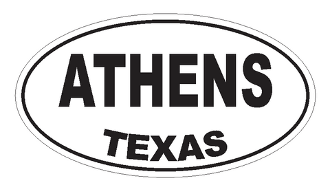 Athens Texas Oval Bumper Sticker or Helmet Sticker D3122 Euro Oval - Winter Park Products