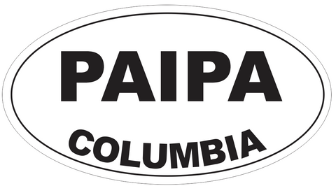 Paipa Columbia Oval Bumper Sticker or Helmet Sticker D4336