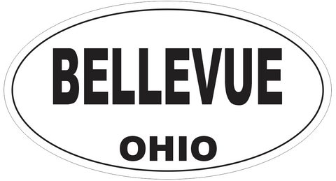 Bellevue Ohio Oval Bumper Sticker or Helmet Sticker D6036