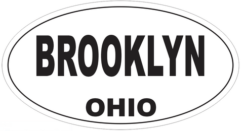 Brooklyn Ohio Oval Bumper Sticker or Helmet Sticker D6045