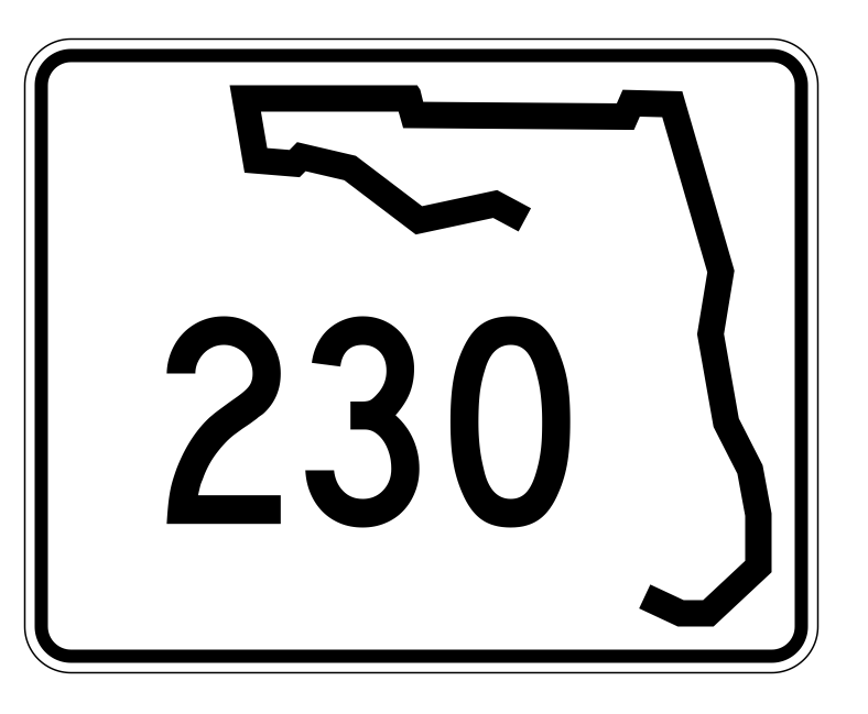Florida State Road 230 Sticker Decal R1507 Highway Sign - Winter Park Products